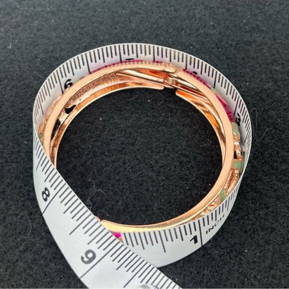 Cloisonne Enamel Floral Hinged Bangle Bracelet - Picture 9 of 11